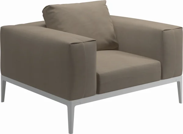 Gloster Grid Lounge fauteuil - Blend Sand - wit