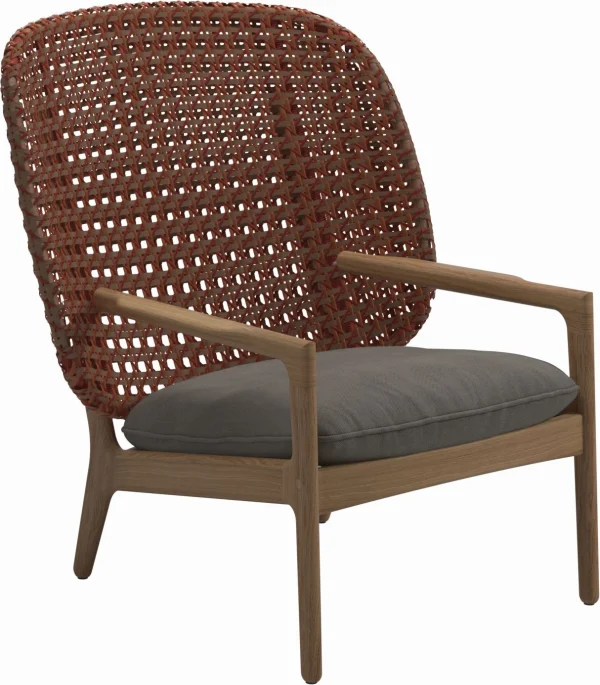 Gloster Kay Lounge Fauteuil High Back - Fife Nickel - Wicker Copper