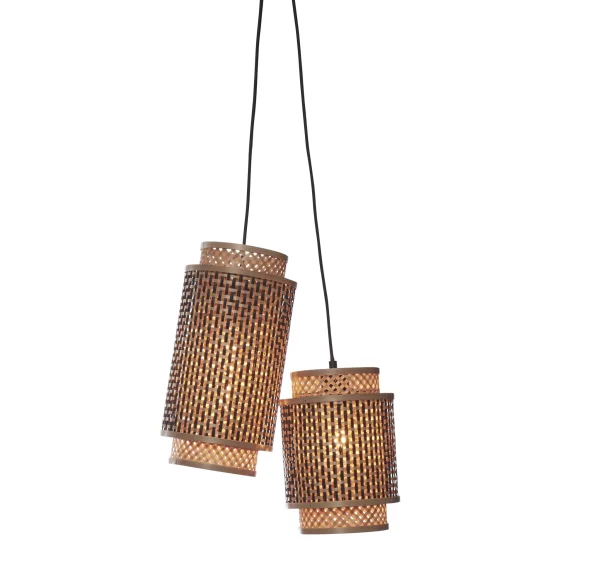 Good&Mojo-collectie Hanglamp Bhutan bamboe 2-kap zwart/naturel