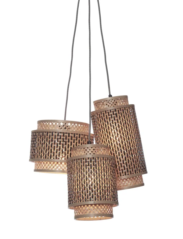 Good&Mojo-collectie Hanglamp Bhutan bamboe 3-kap zwart/naturel