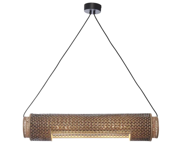 Good&Mojo-collectie Hanglamp Bhutan cilinder bamboe zwart/naturel