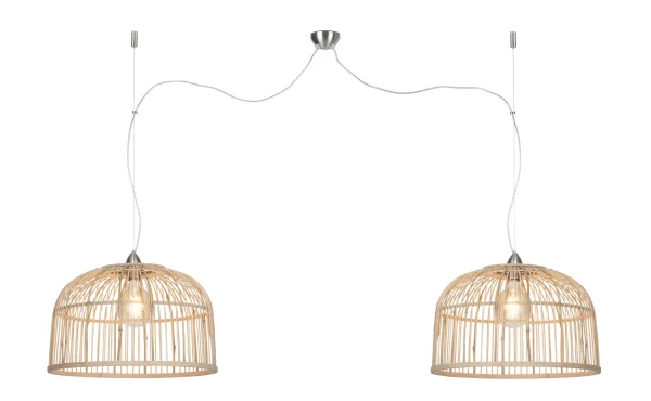 Good&Mojo-collectie Hanglamp Borneo bamboe rond dubbel kap naturel 52cm