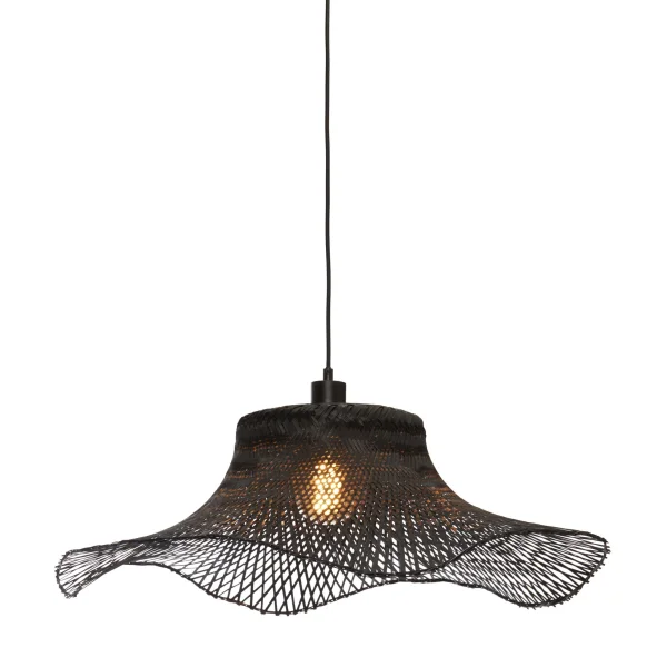 Good&Mojo-collectie Hanglamp Ibiza wavy bamboe zwart L