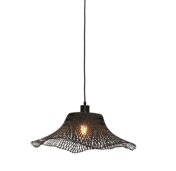 Good&Mojo-collectie Hanglamp Ibiza wavy bamboe zwart S