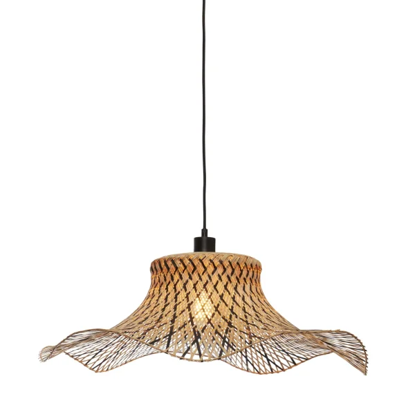 Good&Mojo-collectie Hanglamp Ibiza wavy bamboe zwart/naturel L