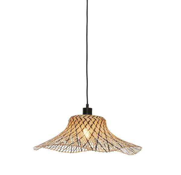 Good&Mojo-collectie Hanglamp Ibiza wavy bamboe zwart/naturel S