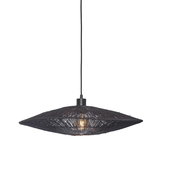 Good&Mojo-collectie Hanglamp Iguazu jute disc zwart L