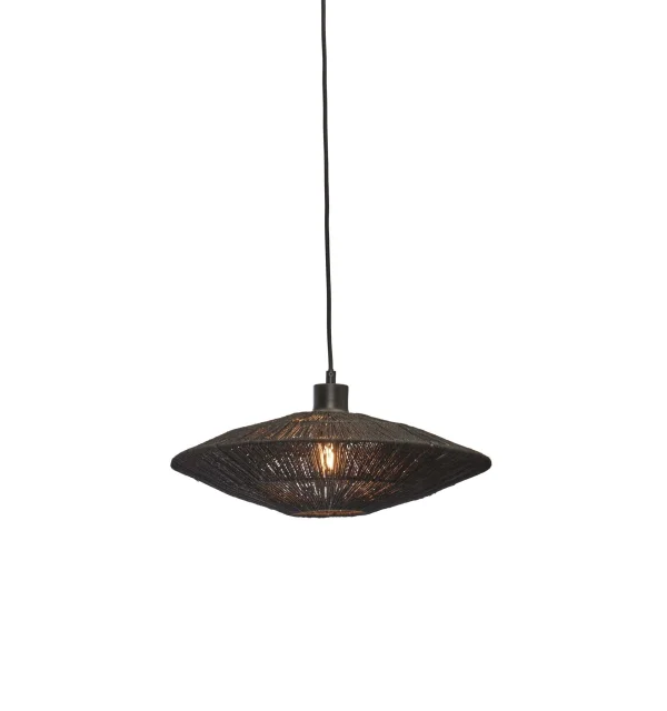 Good&Mojo-collectie Hanglamp Iguazu jute disc zwart S