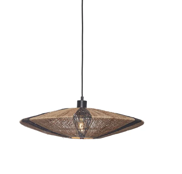 Good&Mojo-collectie Hanglamp Iguazu jute disc zwart/naturel L