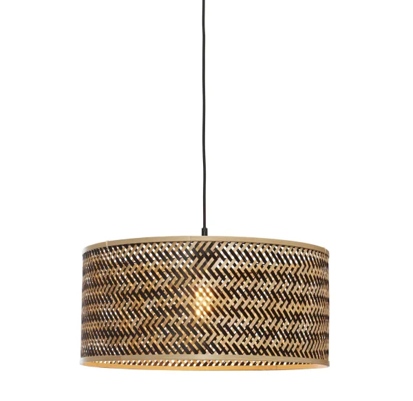 Good&Mojo-collectie Hanglamp Java bamboe rond zwart/naturel