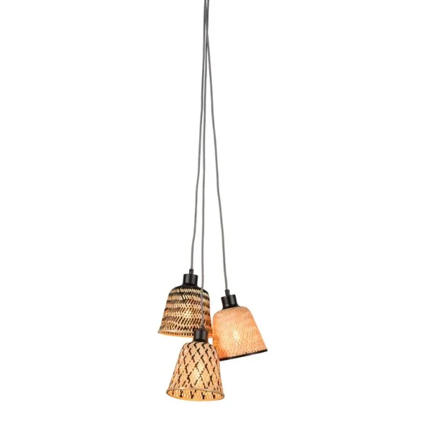 Good&Mojo-collectie Hanglamp Kalimantan/3-kap bamboe zwart/naturel