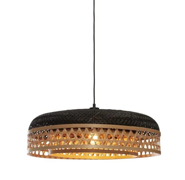 Good&Mojo-collectie Hanglamp Ubud dubbele kap bamboe zwart/naturel