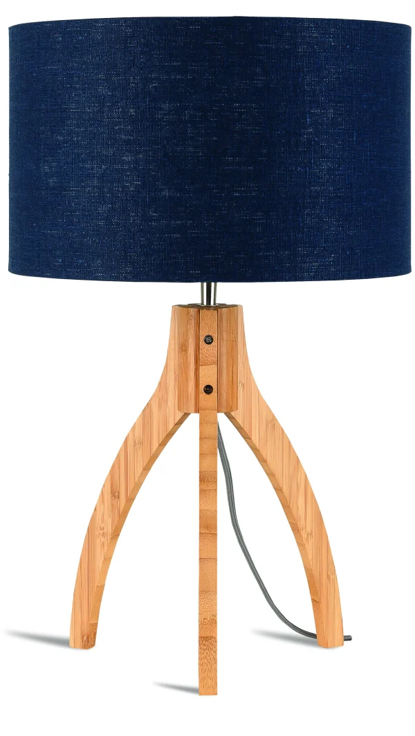 Good&Mojo-collectie Table lamp bamboo 3-legs Annapurna h.54cm/shade 32x20cm - linen blue denim