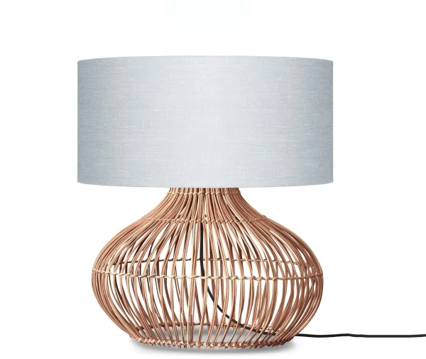 Good&Mojo-collectie Table lamp Kalahari L rattan 65cm/shade 47x23cm linen - l.grey