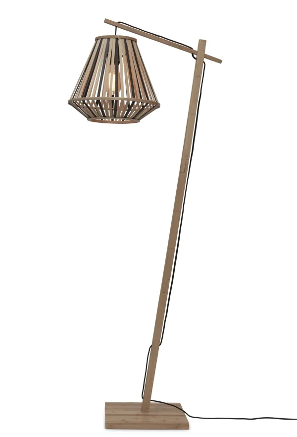 Good&Mojo-collectie Vloerlamp Merapi zwart bamboe diamond zwart/naturel S