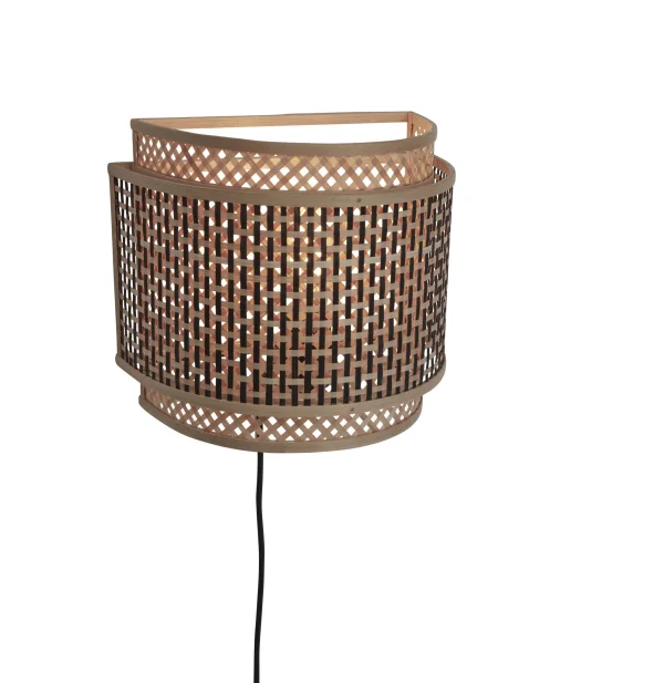 Good&Mojo-collectie Wandlamp Bhutan bamboe zwart/naturel L