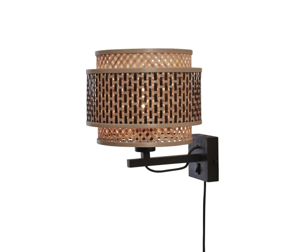 Good&Mojo-collectie Wandlamp Bhutan zwart bamboe zwart/naturel