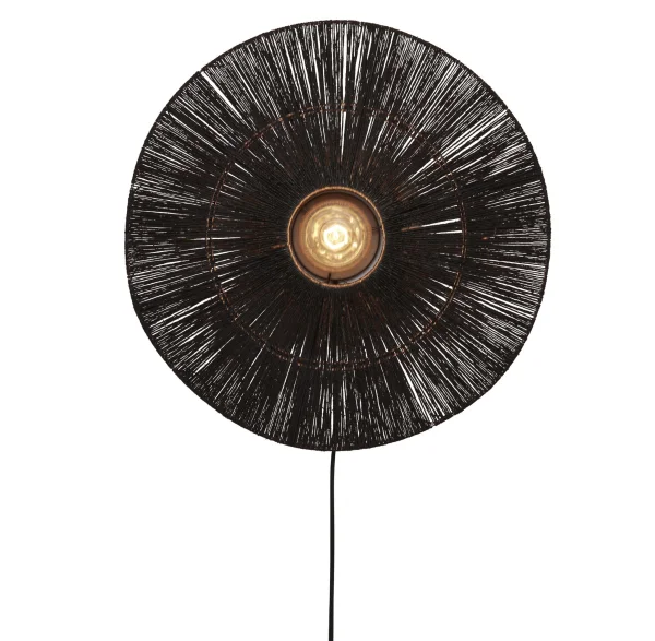 Good&Mojo-collectie Wandlamp Iguazu jute disc zwart L