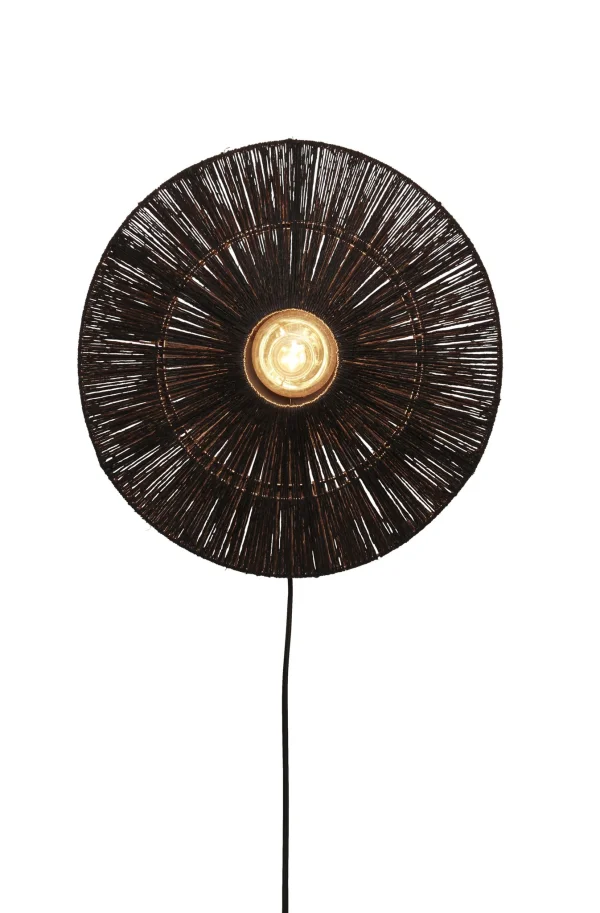 Good&Mojo-collectie Wandlamp Iguazu jute disc zwart S