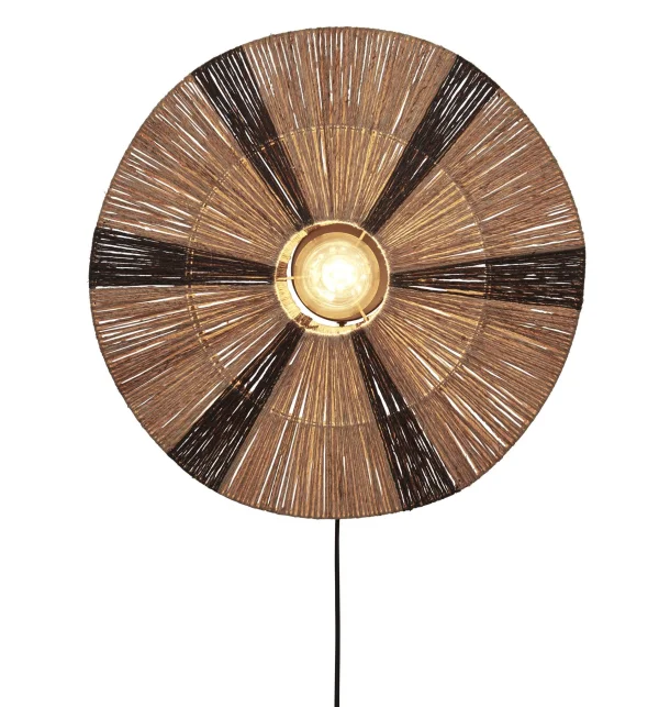 Good&Mojo-collectie Wandlamp Iguazu jute disc zwart/naturel L