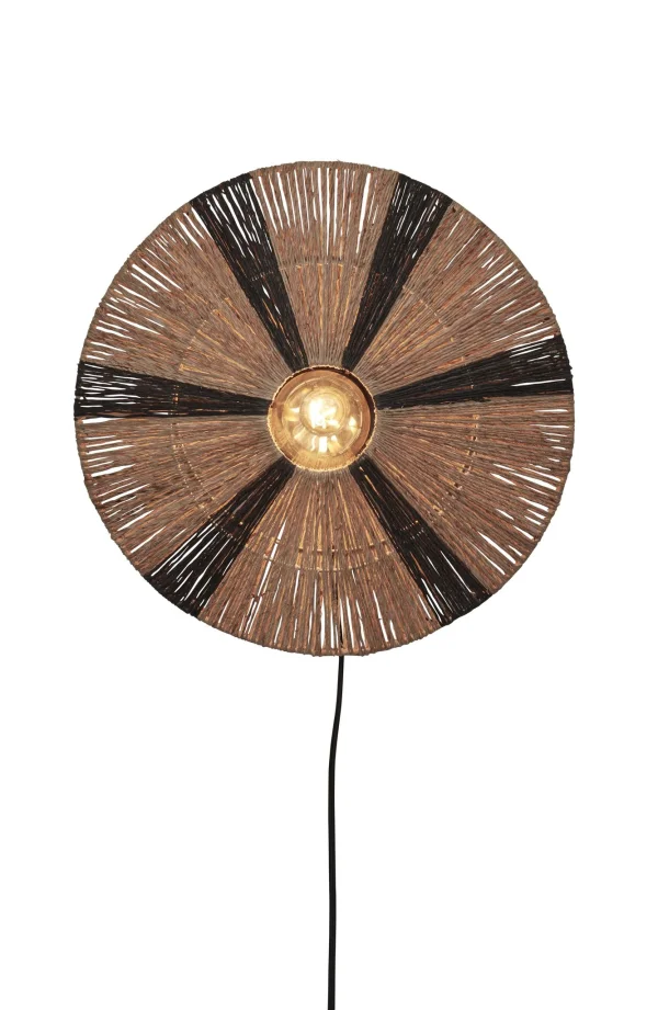 Good&Mojo-collectie Wandlamp Iguazu jute disc zwart/naturel S