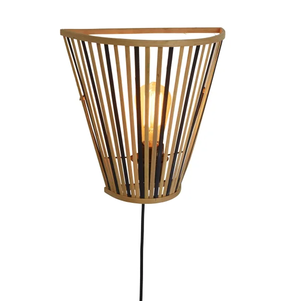 Good&Mojo-collectie Wandlamp Merapi bamboe tapered zwart/naturel