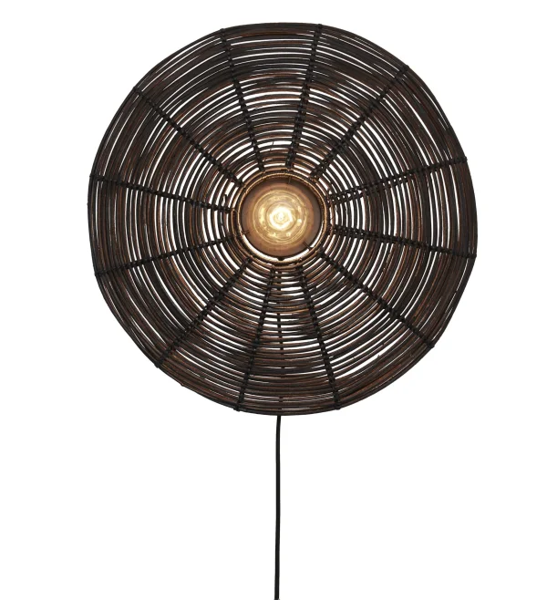 Good&Mojo-collectie Wandlamp Tanami rotan disc zwart L