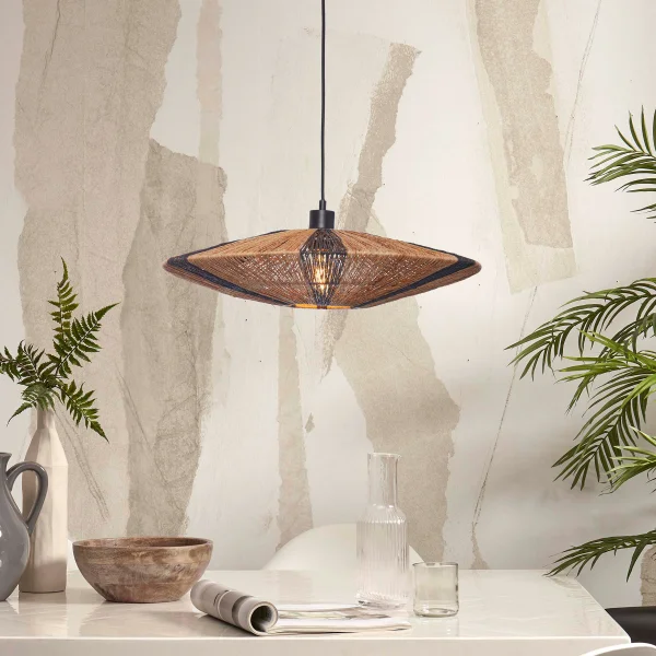 GOOD&MOJO Hanglamp Iguazu Jute, 55cm - Naturel/Zwart