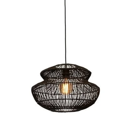 GOOD&MOJO Hanglamp Zanzibar - Rotan Zwart - Ø40x30cm