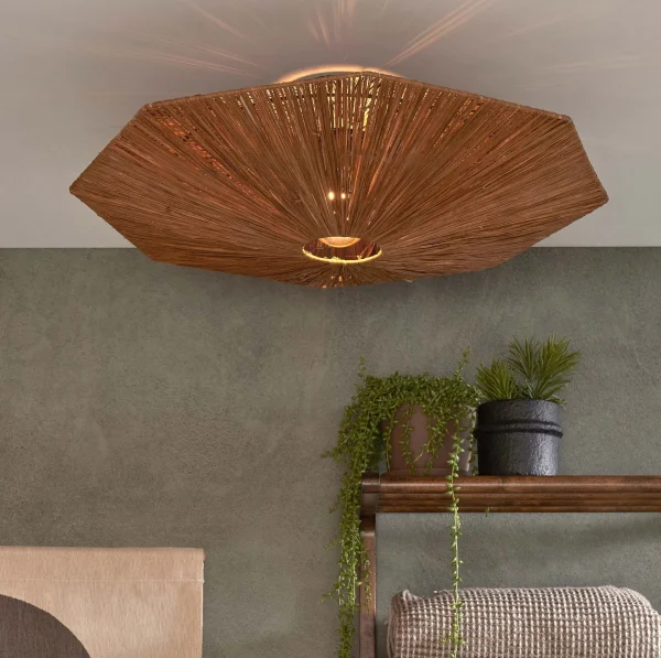 GOOD&MOJO Plafondlamp Panama Raffia - Bruin