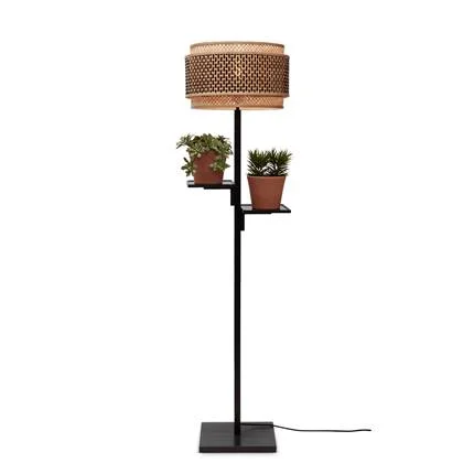 GOOD&MOJO Vloerlamp Bhutan - Zwart|Bamboe - Ø40x160cm