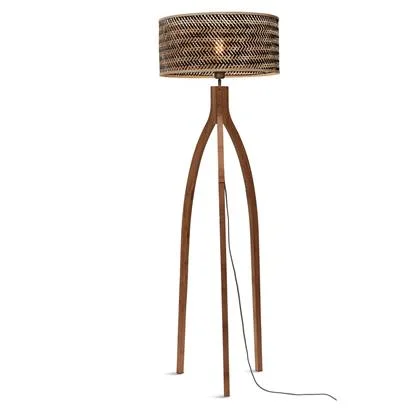 GOOD&MOJO Vloerlamp Java - Bamboe|Zwart - 50x50x145cm - Driepoot