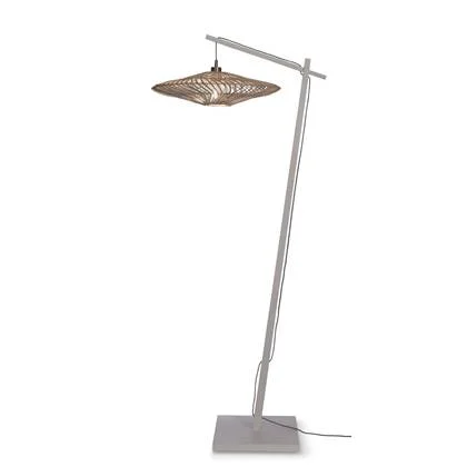 GOOD&MOJO Vloerlamp Zanzibar - Bamboe|Rotan Wit - 73x55x176cm