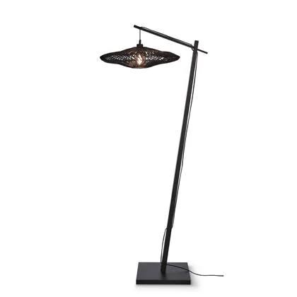 GOOD&MOJO Vloerlamp Zanzibar - Bamboe|Rotan Zwart - 73x55x176cm