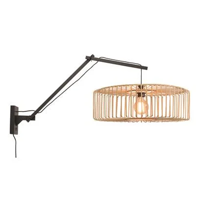 GOOD&MOJO Wandlamp Bromo - Bamboe Zwart|Naturel - 105x60x55cm