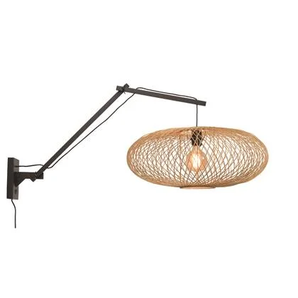 GOOD&MOJO Wandlamp Cango - Bamboe Zwart|Naturel - 105x60x60cm