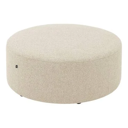 Goossens Poef Arendal in stof gemeleerd grof geweven beige