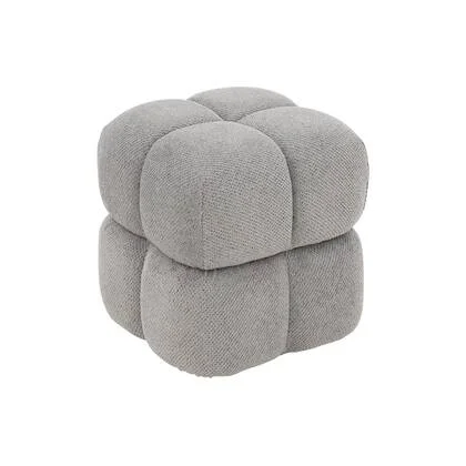 Goossens Poef Simone in stof gemeleerd grof geweven dolphin