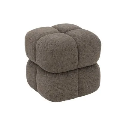 Goossens Poef Simone in stof gemeleerd grof geweven taupe