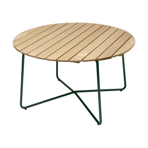 Grythyttan Stålmöbler 9A eettafel Geoliede sparrenhout-groen, Ø120 cm