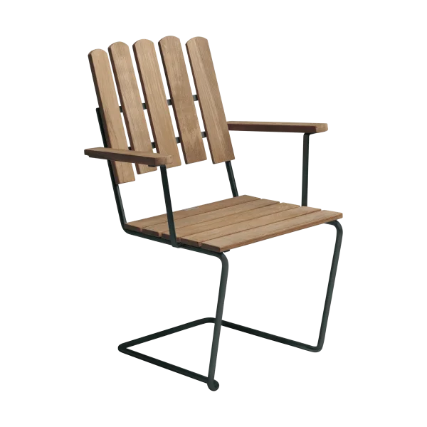 Grythyttan Stålmöbler A2 tuinstoel Onbehandeld teak-zwart