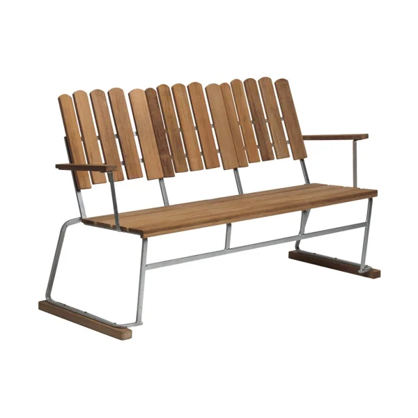 Grythyttan Stålmöbler Bank 6 Teak-verzinkt frame