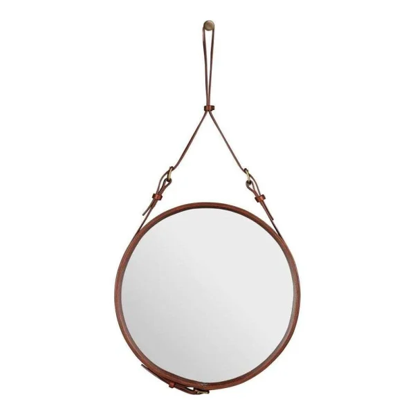 GUBI - Adnet Wall Mirror Circular Ø45 Tan Leather