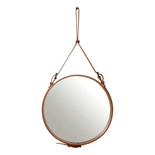 GUBI - Adnet Wall Mirror Circular Ø58 Tan Leather