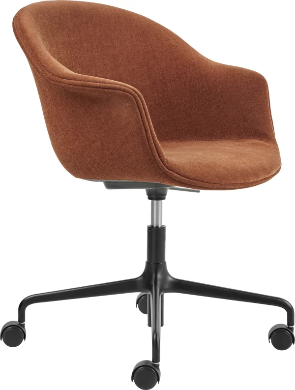 Gubi Bat Meeting Chair volledig gestoffeerd met wielen