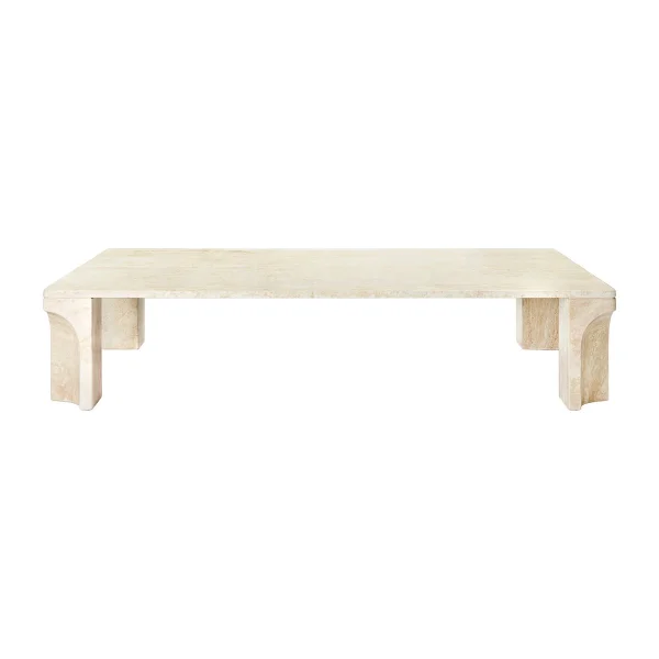 GUBI Doric salontafel 80x140 cm Neutral white-travertine