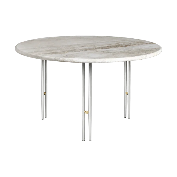 GUBI IOI salontafel Rippled beige-chroom frame ø70 cm