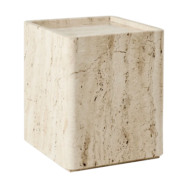 GUBI Pietra bijzijttafel 33x33x40 cm Neutral white travertine