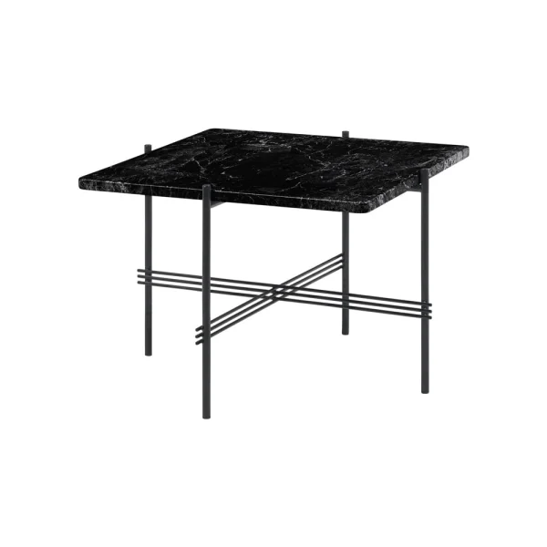 GUBI TS Square salontafel black marquina marble, 55x55 cm, zwart onderstel