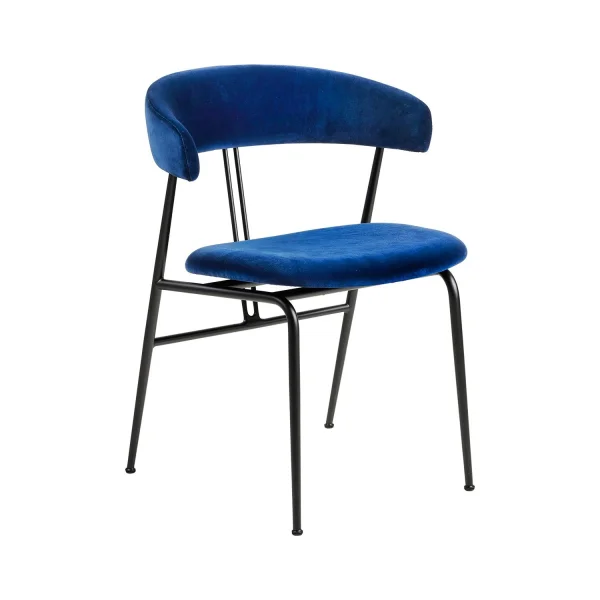 Gubi Violin Dining Chair volledig bekleed - Velvet Gubi 420 sapphire blue